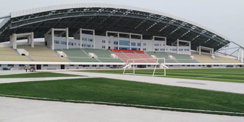 田陽縣體育中心體育館體育場看臺系統安裝完畢