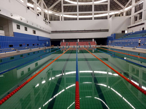 湖南雙峰縣全民健身游泳館伸縮看臺(tái)完工