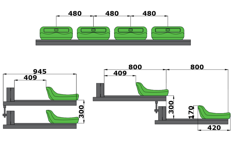 前置式低靠背座椅伸縮看臺